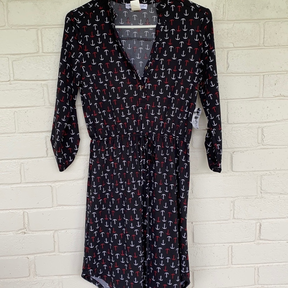 NWT Love Fast Live Hard Anchor Dress Black M